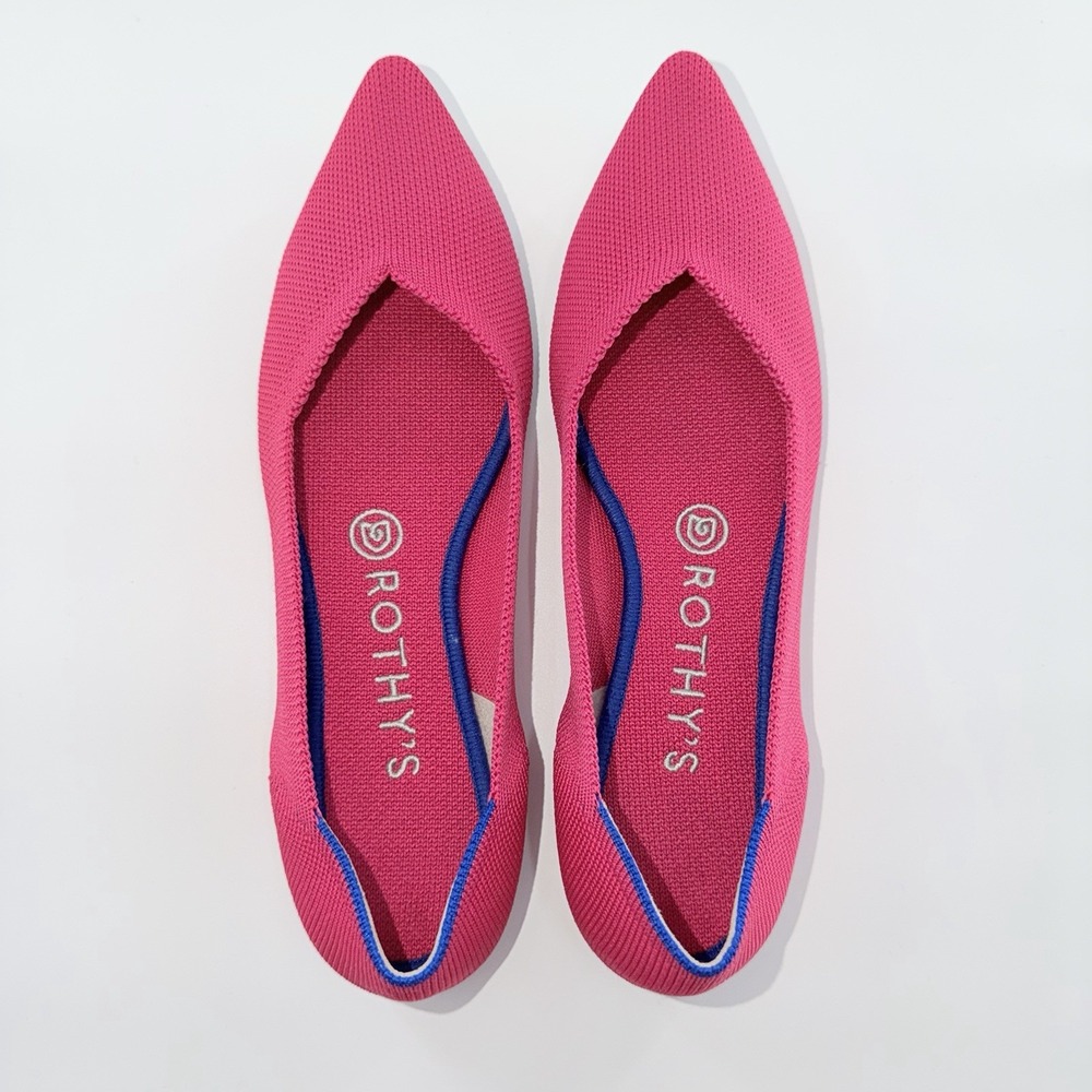 Rothy's The Point Flats Hot Pink Barbiecore Dopamine Modern Preppy Balletcore - Picture 2 of 14